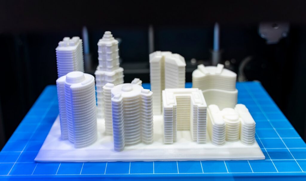 Architectural,Model,Printed,In,A,3d,Printer.,3d,Dimensional.